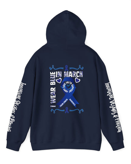 I Wear Blue In March - Colon Cancer Awareness - Unisex Heavy Blend Hoodie