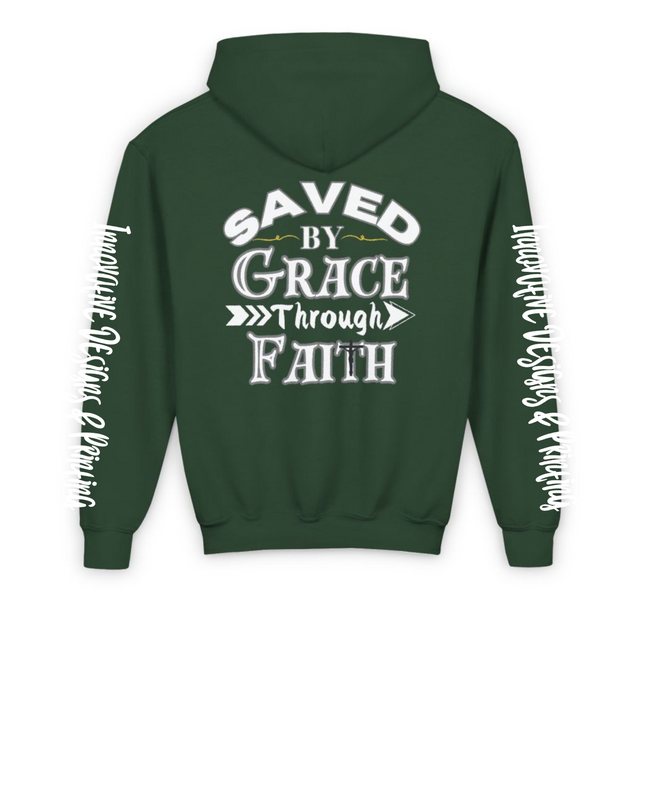 Saved By Grace Through Faith - Heavy Blend Youth Hoodie