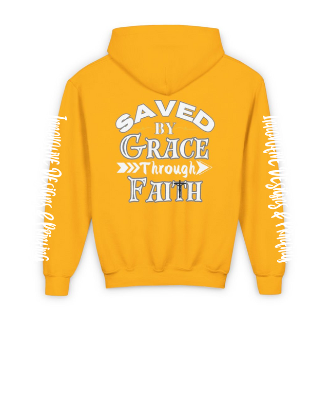 Saved By Grace Through Faith - Heavy Blend Youth Hoodie