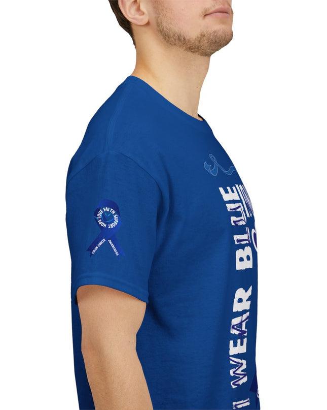 I Wear Blue In March - Colon Cancer Awareness - Adult Unisex T-Shirt