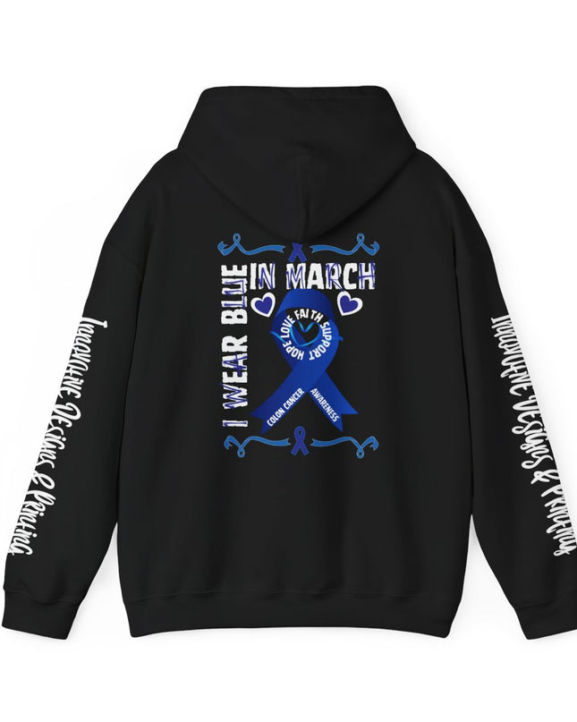 I Wear Blue In March - Colon Cancer Awareness - Unisex Heavy Blend Hoodie
