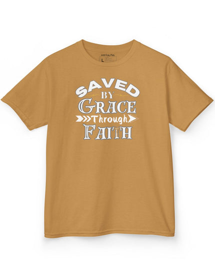 Saved By Grace Through Faith - Youth Gildan 5000B Heavy Cotton T-Shirt