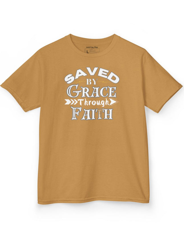 Saved By Grace Through Faith - Youth Gildan 5000B Heavy Cotton T-Shirt