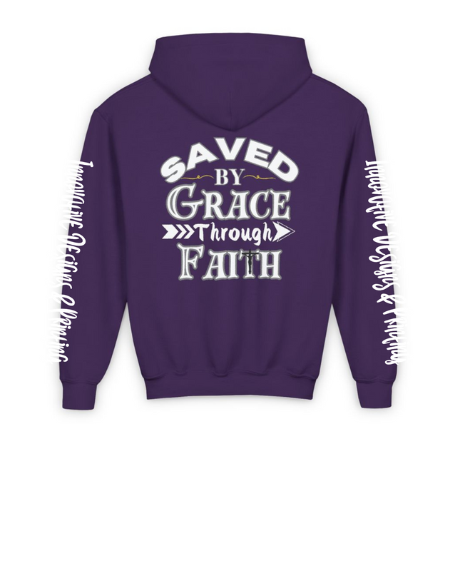 Saved By Grace Through Faith - Heavy Blend Youth Hoodie