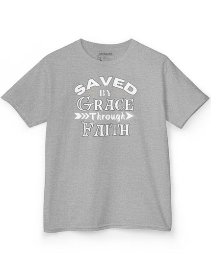 Saved By Grace Through Faith - Youth Gildan 5000B Heavy Cotton T-Shirt