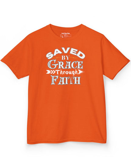 Saved By Grace Through Faith - Youth Gildan 5000B Heavy Cotton T-Shirt
