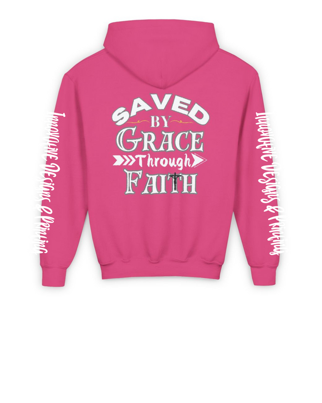 Saved By Grace Through Faith - Heavy Blend Youth Hoodie
