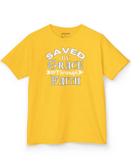 Saved By Grace Through Faith - Youth Gildan 5000B Heavy Cotton T-Shirt