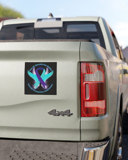 Suicide Prevention Awareness Car Magnet – Teal & Purple Ribbon Support Decal 5x5"