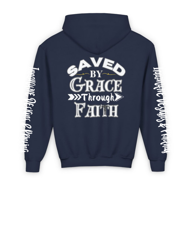 Saved By Grace Through Faith - Heavy Blend Youth Hoodie