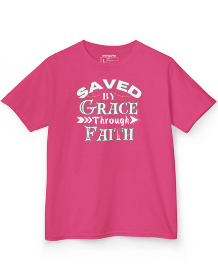 Saved By Grace Through Faith - Youth Gildan 5000B Heavy Cotton T-Shirt