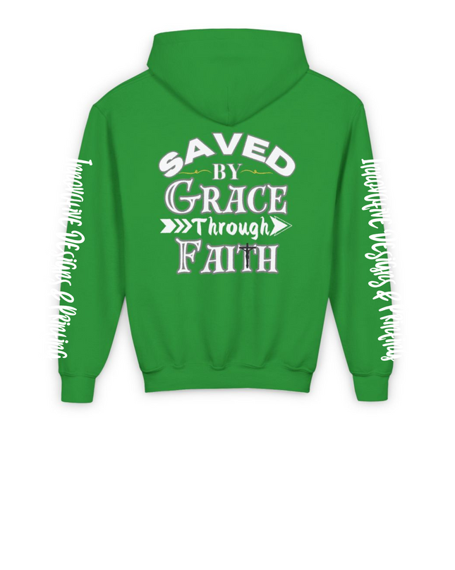 Saved By Grace Through Faith - Heavy Blend Youth Hoodie