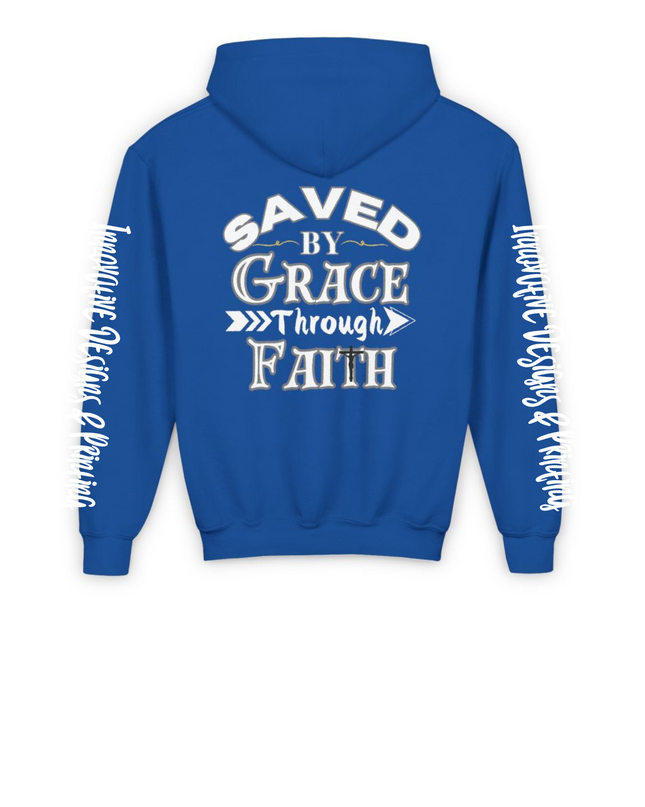 Saved By Grace Through Faith - Heavy Blend Youth Hoodie