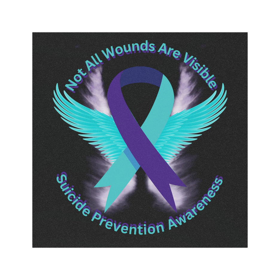 Suicide Prevention Awareness Car Magnet – Teal & Purple Ribbon Support Decal 5x5"