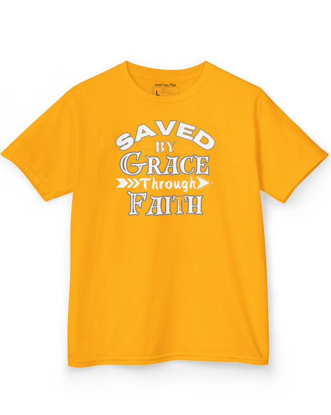 Saved By Grace Through Faith - Youth Gildan 5000B Heavy Cotton T-Shirt